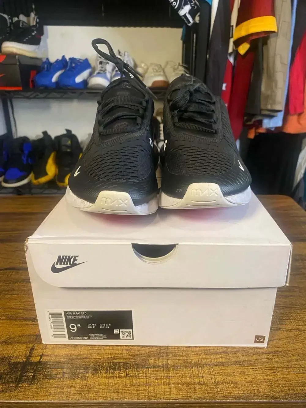 Nike Air Max 270 Black/Anthracite-White Running Shoes AH8050 002